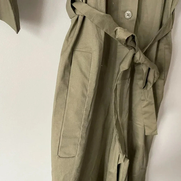 Mango Boilersuit Belted Tie Waist Jumpsuit Army Green Khaki Size XS NWT - Picture 7 of 10